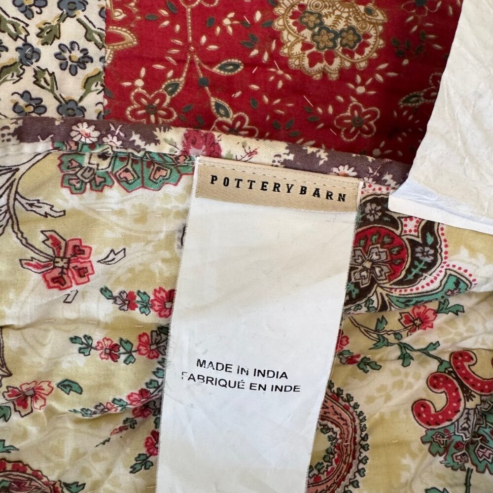 Lk NEW Pottery Barn reversible quilt bedding & Euro shams full/queen yellow - Picture 6 of 7